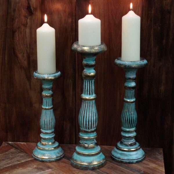 Soporte de velas medianas - Turquois Gold - Image 3